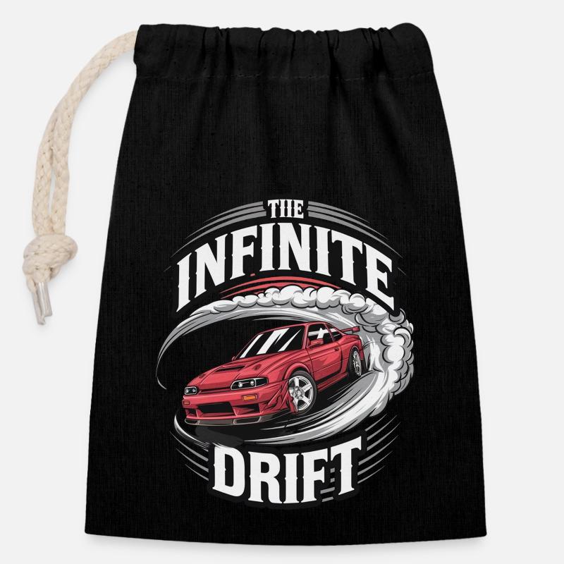 Infinite Drift - Autorennen - Verschließbarer Geschenkbeutel aus Baumwolle (14x20cm) - Schwarz
