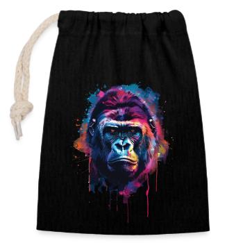 Gorilla - Closable cotton gift bag (14x20cm) - black - Front