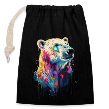 Polar bear - Closable cotton gift bag (14x20cm) - black - Front