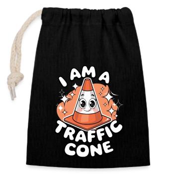 I AM A TRAFFIC CONE für eine Verkleidung als - Verschließbarer Geschenkbeutel aus Baumwolle (14x20cm) - Schwarz - Vorne