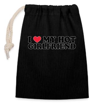 Petite amie Petite amie Relation Couple Amour Couple - Sac cadeau en coton avec cordon (14 x 20 cm) - noir - Devant