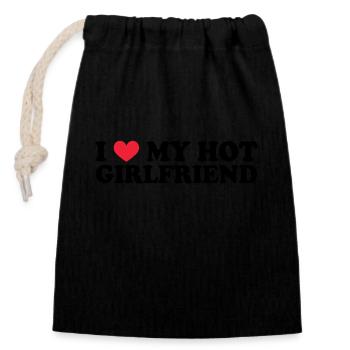 Petite amie Petite amie Relation Couple Amour Couple - Sac cadeau en coton avec cordon (14 x 20 cm) - noir - Devant