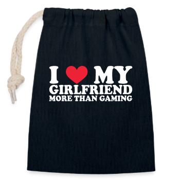 Petite amie Petite amie Relation Couple Amour Couple - Sac cadeau en coton avec cordon (14 x 20 cm) - bleu marine - Devant