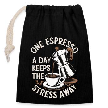 Espresso Gift Idea Funny Sayings - Closable cotton gift bag (14x20cm) - black - Front