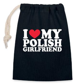 Pologne Petite amie Petite amie Relation Couple Amour - Sac cadeau en coton avec cordon (14 x 20 cm) - bleu marine - Devant