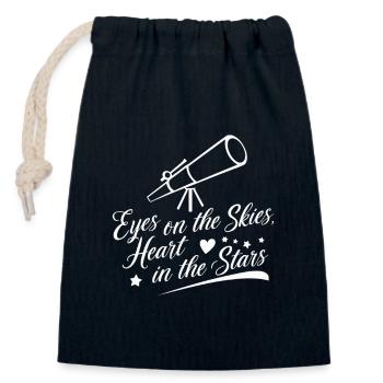 Eyes on the sky, heart in the stars - - Closable cotton gift bag (14x20cm) - navy - Front