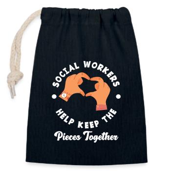 Social workers help keep the pieces together - Closable cotton gift bag (14x20cm) - navy - Front