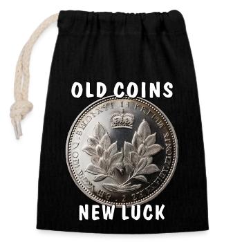 ÖLD COINS NOUVELLE CHANCE - Sac cadeau en coton avec cordon (14 x 20 cm) - noir - Devant