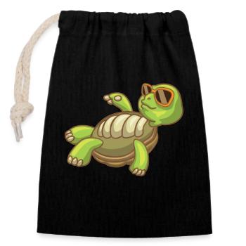 Tortue de mer Tortue relaxante de plage d’océan - Sac cadeau en coton avec cordon (14 x 20 cm) - noir - Devant