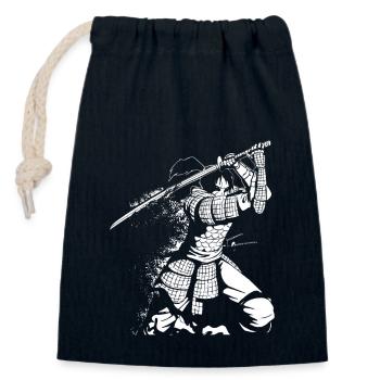 Kanji Japon Katana Épée Ninja Samouraï - Sac cadeau en coton avec cordon (14 x 20 cm) - bleu marine - Devant