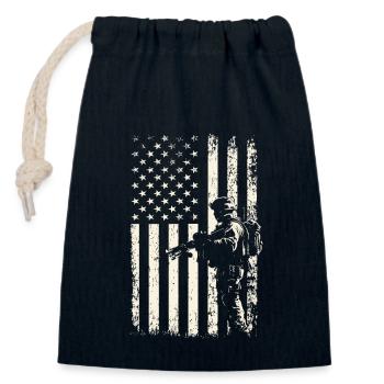 Laufender Soldat US-Flagge – 4. Juli Veterans Day - Verschließbarer Geschenkbeutel aus Baumwolle (14x20cm) - Navy - Vorne