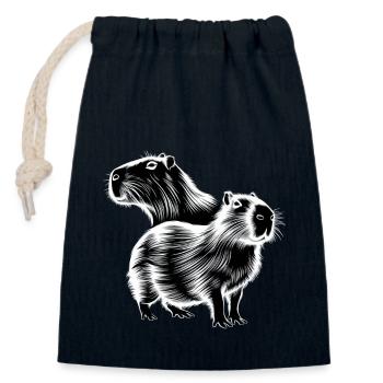 Wasserschwein - Verschließbarer Geschenkbeutel aus Baumwolle (14x20cm) - Navy - Vorne