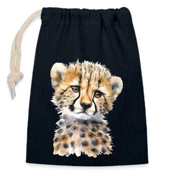 Guépard - Sac cadeau en coton avec cordon (14 x 20 cm) - bleu marine - Devant