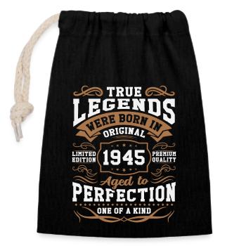 Legends Born in 1945 - Closable cotton gift bag (14x20cm) - black - Front
