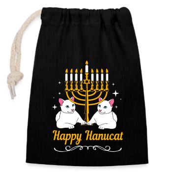 Hanukkah - Closable cotton gift bag (14x20cm) - black - Front