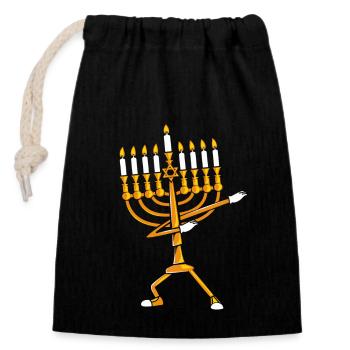 Hanukkah - Closable cotton gift bag (14x20cm) - black - Front