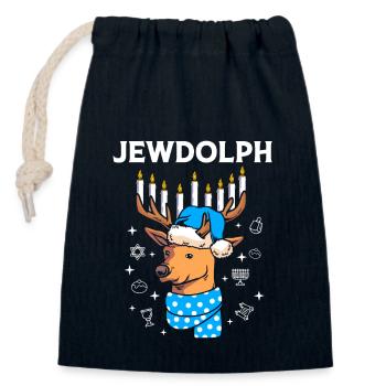 Hanukkah - Closable cotton gift bag (14x20cm) - navy - Front
