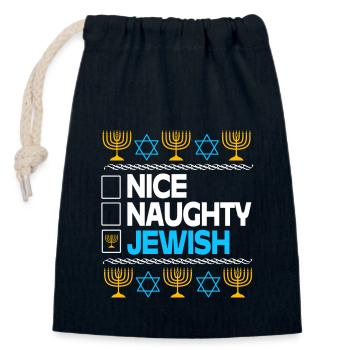 Chanukkah - Verschließbarer Geschenkbeutel aus Baumwolle (14x20cm) - Navy - Vorne