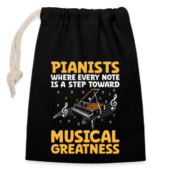 Pianisten, bei denen jeder Ton ein Schritt in Richtung Musik ist - Verschließbarer Geschenkbeutel aus Baumwolle (14x20cm) - Schwarz - Vorne