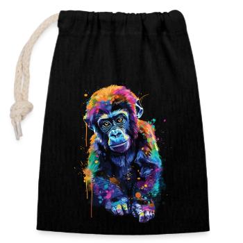 Gorille - Sac cadeau en coton avec cordon (14 x 20 cm) - noir - Devant