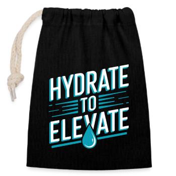 Parcours d’hydratation et de bien-être : Restez hydraté et - Sac cadeau en coton avec cordon (14 x 20 cm) - noir - Devant