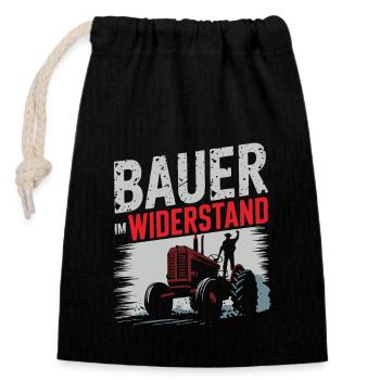 Bauern mit Traktor bei Demo Protest im Widerstand - Verschließbarer Geschenkbeutel aus Baumwolle (14x20cm) - Schwarz - Vorne
