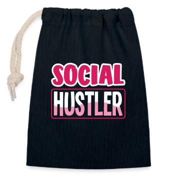 Social Hustler - Successful in Social Media - Closable cotton gift bag (14x20cm) - navy - Front