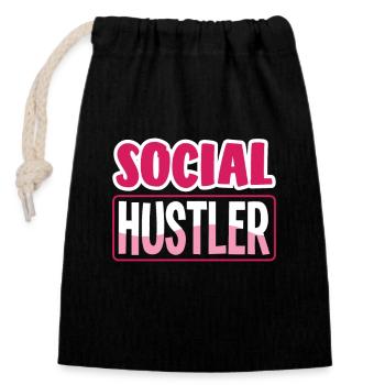 Social Hustler - Succès dans les médias sociaux - Sac cadeau en coton avec cordon (14 x 20 cm) - noir - Devant