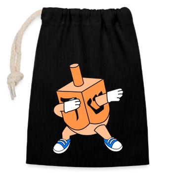 Hanukkah - Closable cotton gift bag (14x20cm) - black - Front