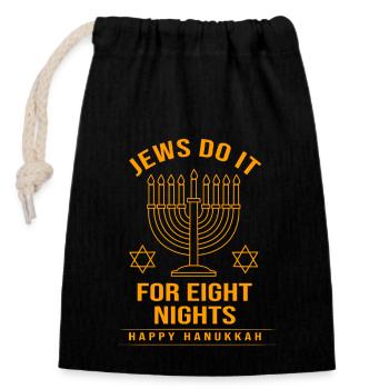 Chanukkah - Verschließbarer Geschenkbeutel aus Baumwolle (14x20cm) - Schwarz - Vorne
