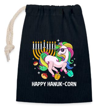 Chanukkah - Verschließbarer Geschenkbeutel aus Baumwolle (14x20cm) - Navy - Vorne