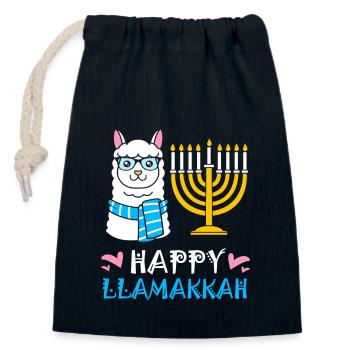 Chanukkah - Verschließbarer Geschenkbeutel aus Baumwolle (14x20cm) - Navy - Vorne