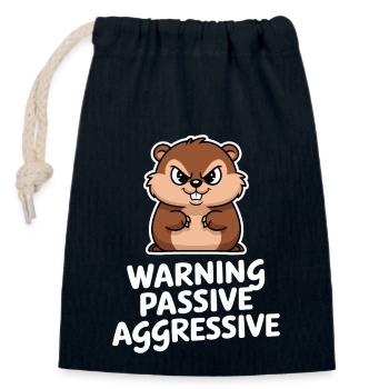 Attention: Passive-aggressive rodent - Closable cotton gift bag (14x20cm) - navy - Front
