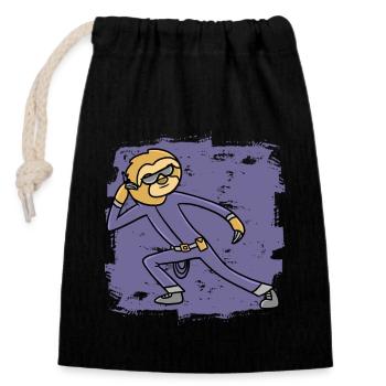 Detective Sloth Agent Officer Detective - Closable cotton gift bag (14x20cm) - black - Front