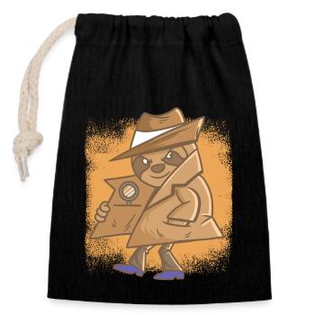 Detective Sloth Agent Officer Detective - Closable cotton gift bag (14x20cm) - black - Front