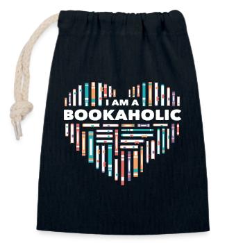 I A Bookaholic Librarian Reading - Closable cotton gift bag (14x20cm) - navy - Front