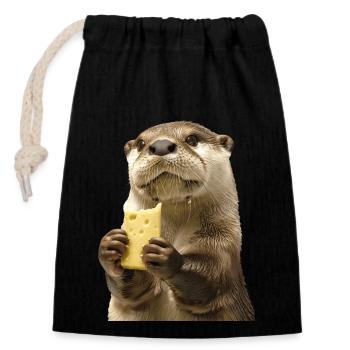 Otter - Closable cotton gift bag (14x20cm) - black - Front