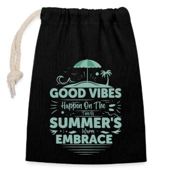 Good happen on the tides of summer's warm - Closable cotton gift bag (14x20cm) - black - Front