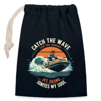 Catch the wave, live the moment - Jet Skiing ignit - Closable cotton gift bag (14x20cm) - navy - Front