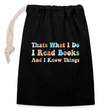 Buch Bücher Bibliothek Literatur Lesen Read Books - Verschließbarer Geschenkbeutel aus Baumwolle (14x20cm) - Schwarz - Vorne