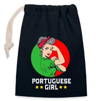 Portugal - Closable cotton gift bag (14x20cm) - navy - Front