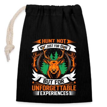 Hunt not just for game, but for unforgettable expe - Closable cotton gift bag (14x20cm) - black - Front
