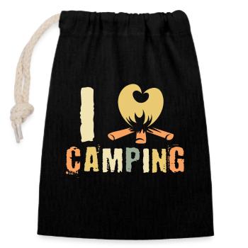 Camper Lagerfeuer Lagerfeuer Ich liebe Camping - Verschließbarer Geschenkbeutel aus Baumwolle (14x20cm) - Schwarz - Vorne
