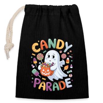 Candy Parade - Halloween Ghost with Candy - Closable cotton gift bag (14x20cm) - black - Front
