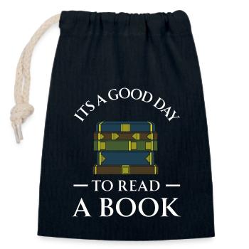 Buch Bücher Bibliothek Literatur Lesen Read Books - Verschließbarer Geschenkbeutel aus Baumwolle (14x20cm) - Navy - Vorne