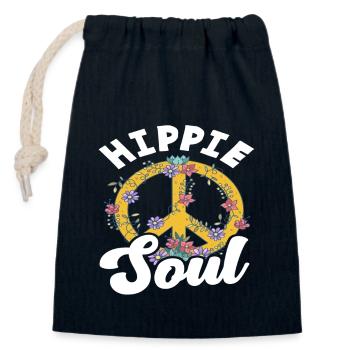 Hippie Soul Friedenssymbol Blumen - Verschließbarer Geschenkbeutel aus Baumwolle (14x20cm) - Navy - Vorne