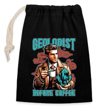 Géologue avant la collecte de roches Amateur de café - Sac cadeau en coton avec cordon (14 x 20 cm) - noir - Devant