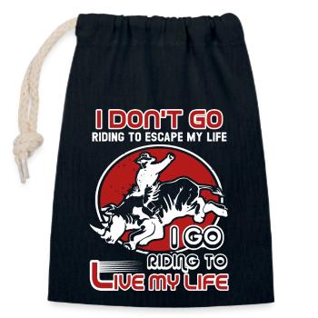 Go Bull Riding To Live My Life - Closable cotton gift bag (14x20cm) - navy - Front