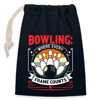 Bowling: Wo jeder Frame zählt! - Verschließbarer Geschenkbeutel aus Baumwolle (14x20cm) - Navy - Vorne
