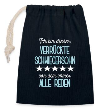 Schwiegersohn Spruch Verrückter Sohn Ehemann - Verschließbarer Geschenkbeutel aus Baumwolle (14x20cm) - Navy - Vorne